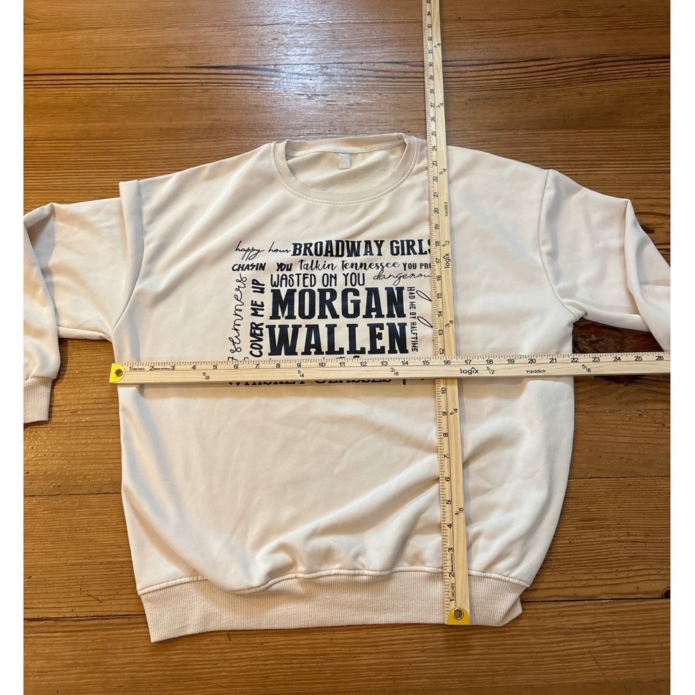 Morgan Wallen Sweatshirt Women Cream Broadway Girls Graphic Pullover SIZE L - Picture 4 of 6